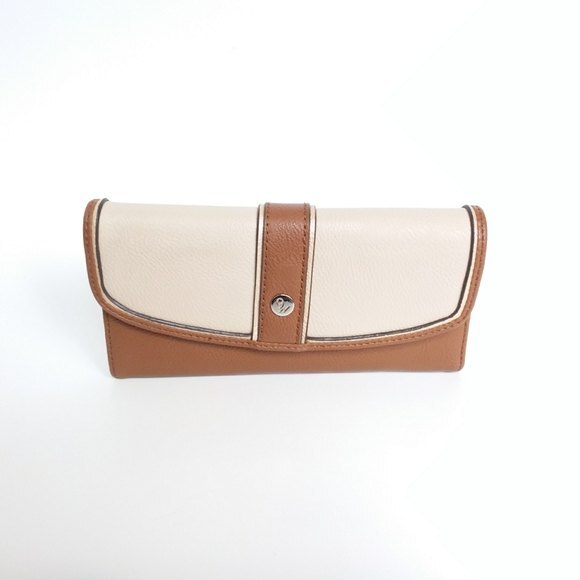 Nine West Brown Cream Tri-Fold Snap Closure Wallet - Picture 8 of 9